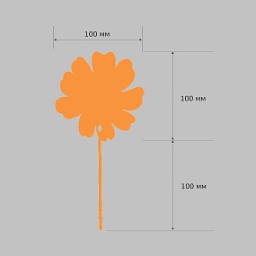бирка цветок оранжевая 100x200 мм