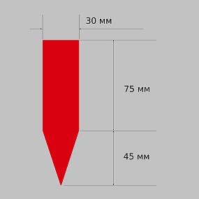 бирка-колышек красная 30x120 мм